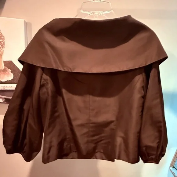 Per Se by Carlisle Chocolate Brown 100% Silk Wrap Blouse Size 10/Medium - Picture 3 of 12